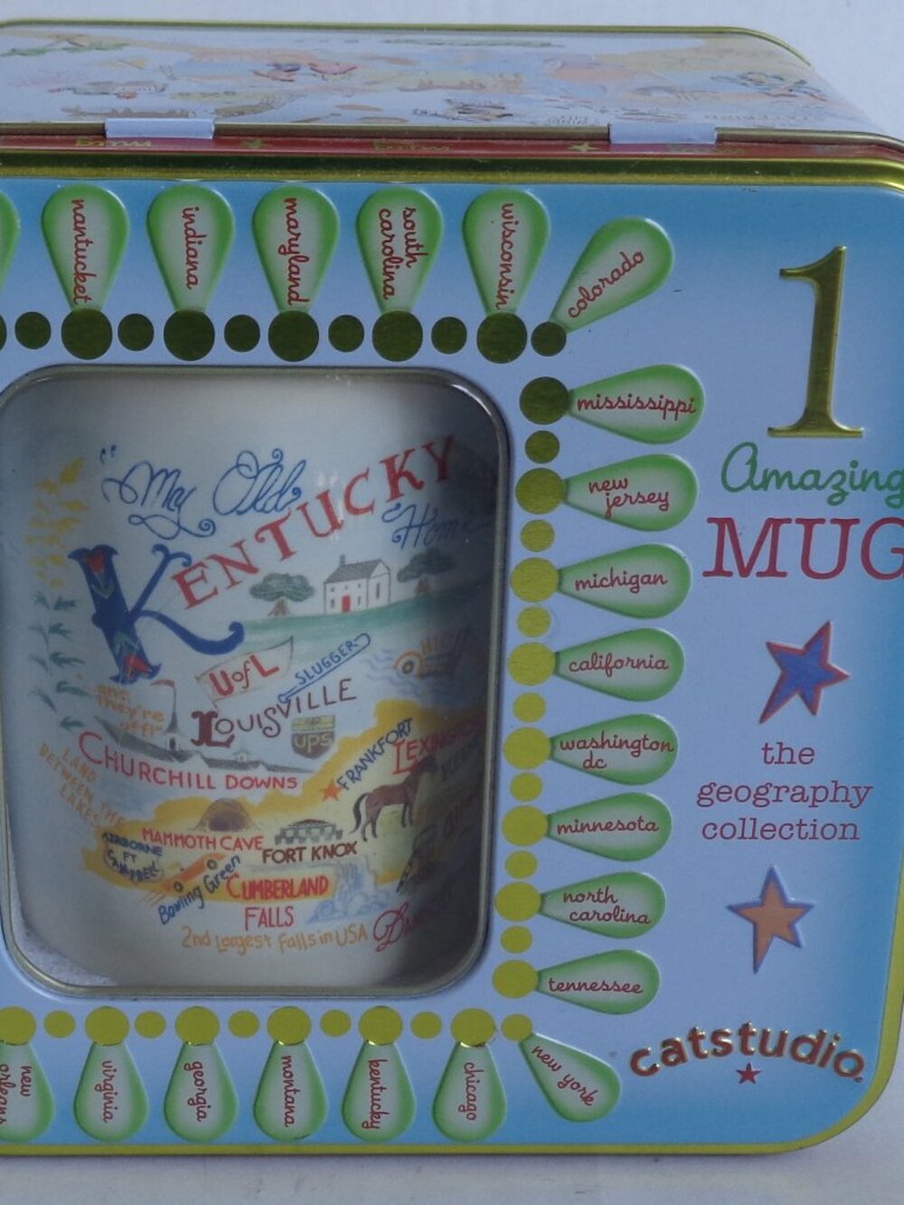 Catstudio 2011 Kentucky Geography Collection Coffee Cup Mug State Map NEW